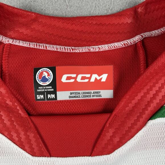 Utica Devils Jersey Youth Small White Red Stitch Logo AHL CCM - Picture 3 of 16